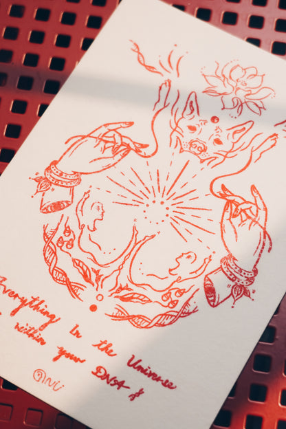 "Rebirth Of DNA" A6 Risograph Art Print