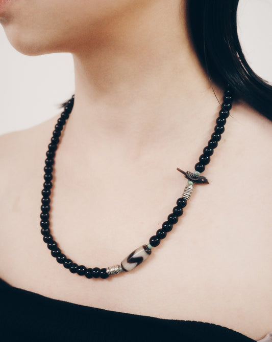 One of a Kind* Vintage Dzi Bead Mineral Necklace