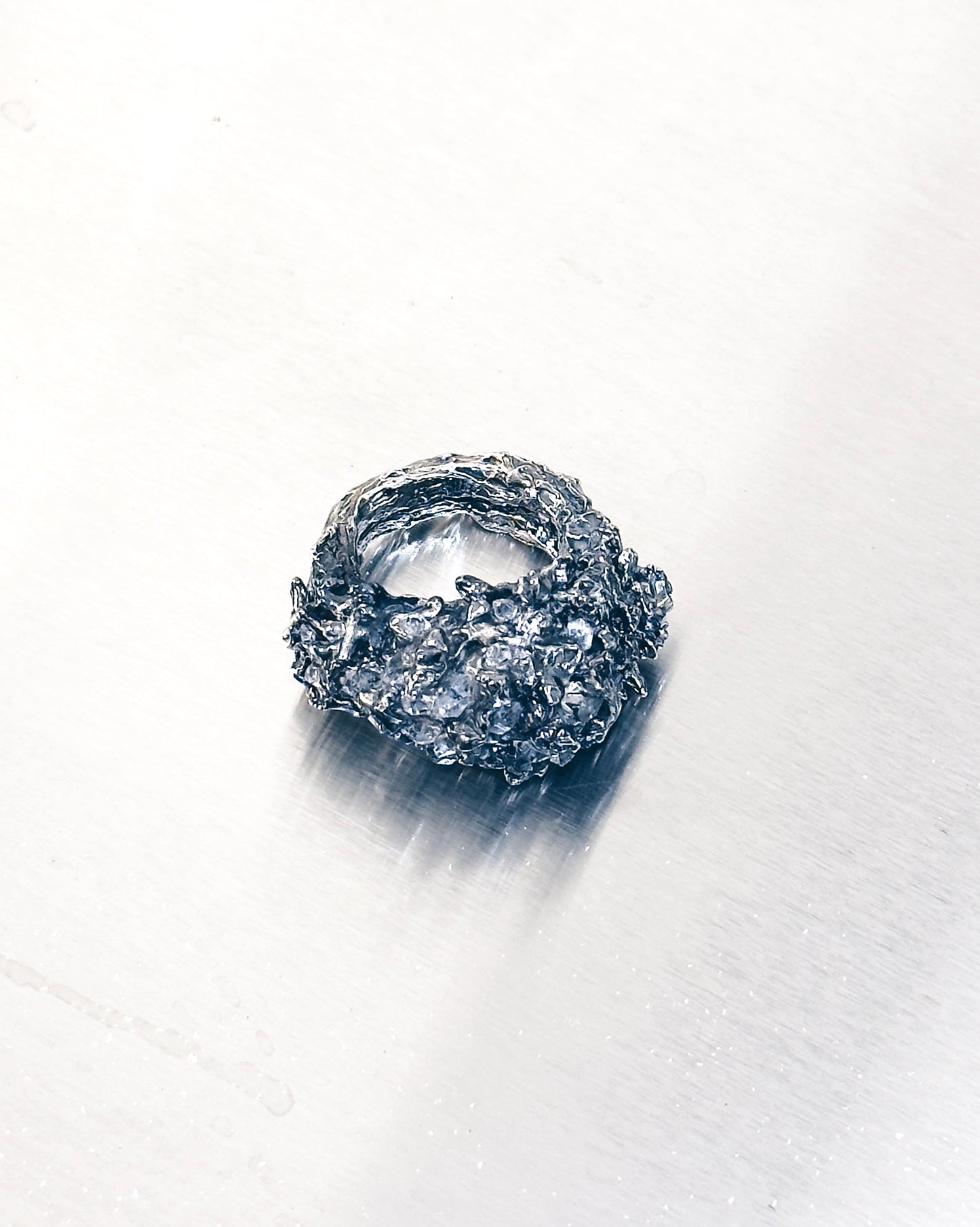 One of a Kind* Silver & Herkimer Diamonds Ring by Carmen Chan