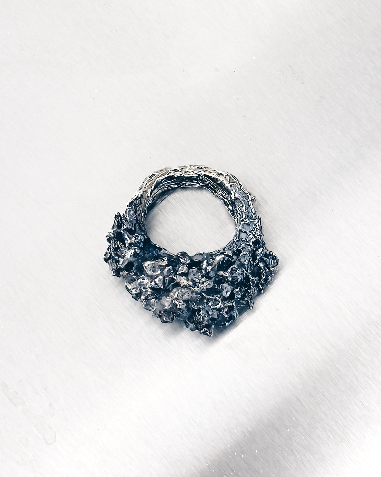 One of a Kind* Silver & Herkimer Diamonds Ring by Carmen Chan