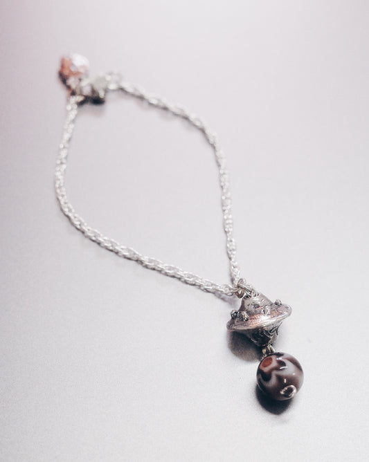 Om Mani Padme Hum UFO with Vintage Glass Bead